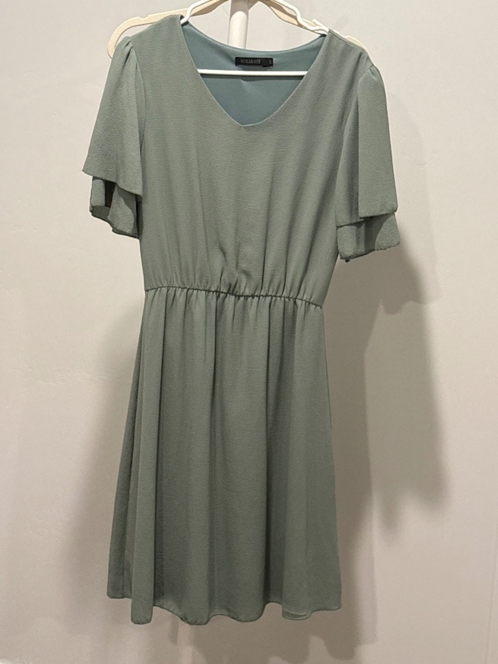 Mikarose Flutter Sleeve Green Dress- Size Small